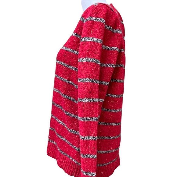 Madewell Wallace striped wool blend sweater red gray speckled knit large - Picture 2 of 6